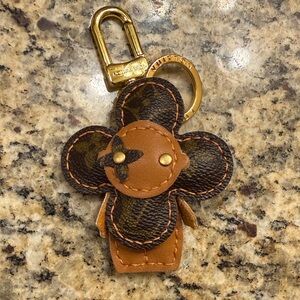 Brown and Gold Louis Vuitton re purposed canvas Vivienne Keychain bag charm